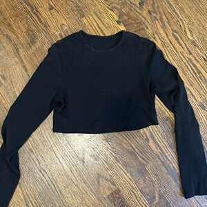 Black Long Sleeve Crop Top